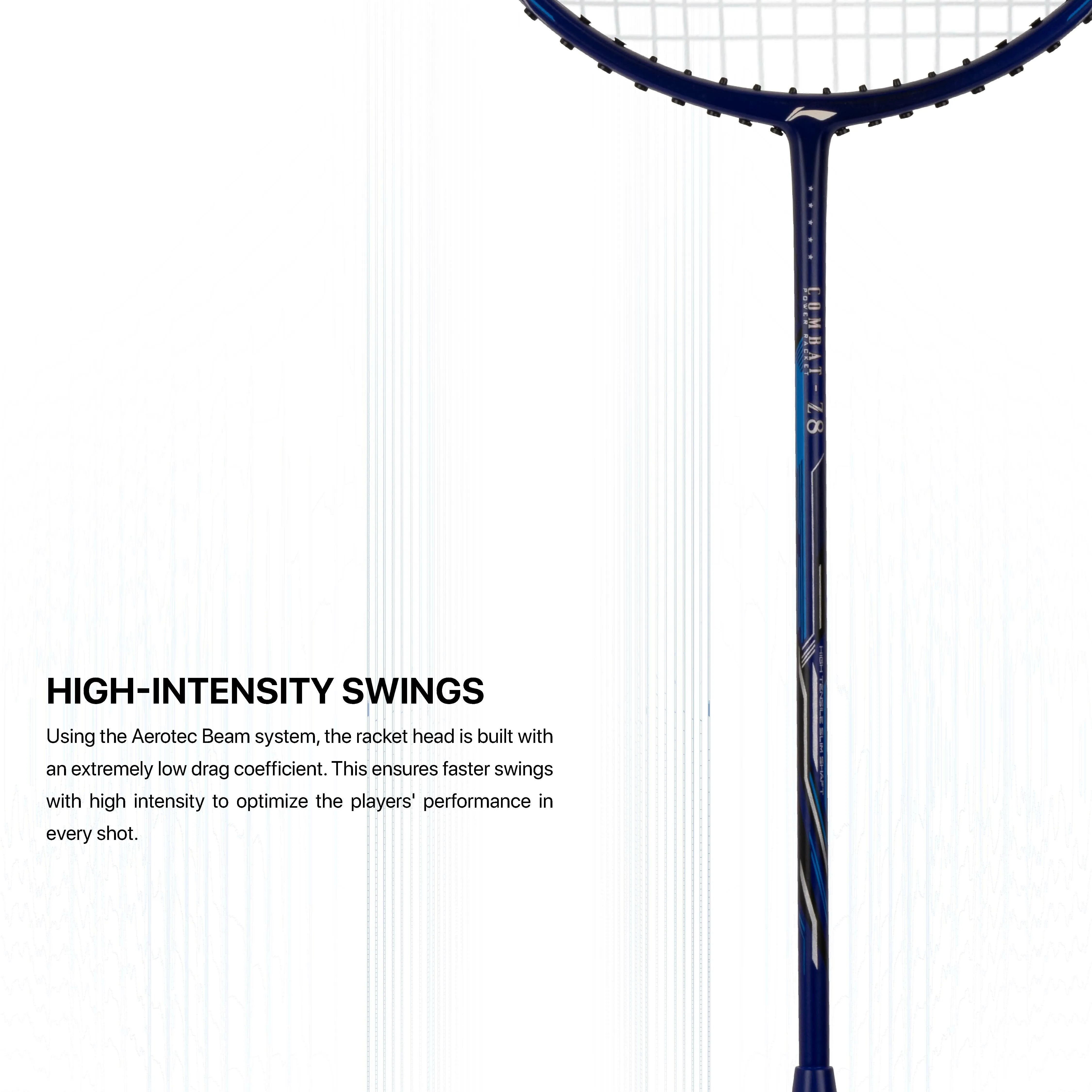 Li-Ning Combat Z8 Strung Badminton Racquet (Silver / Blue)