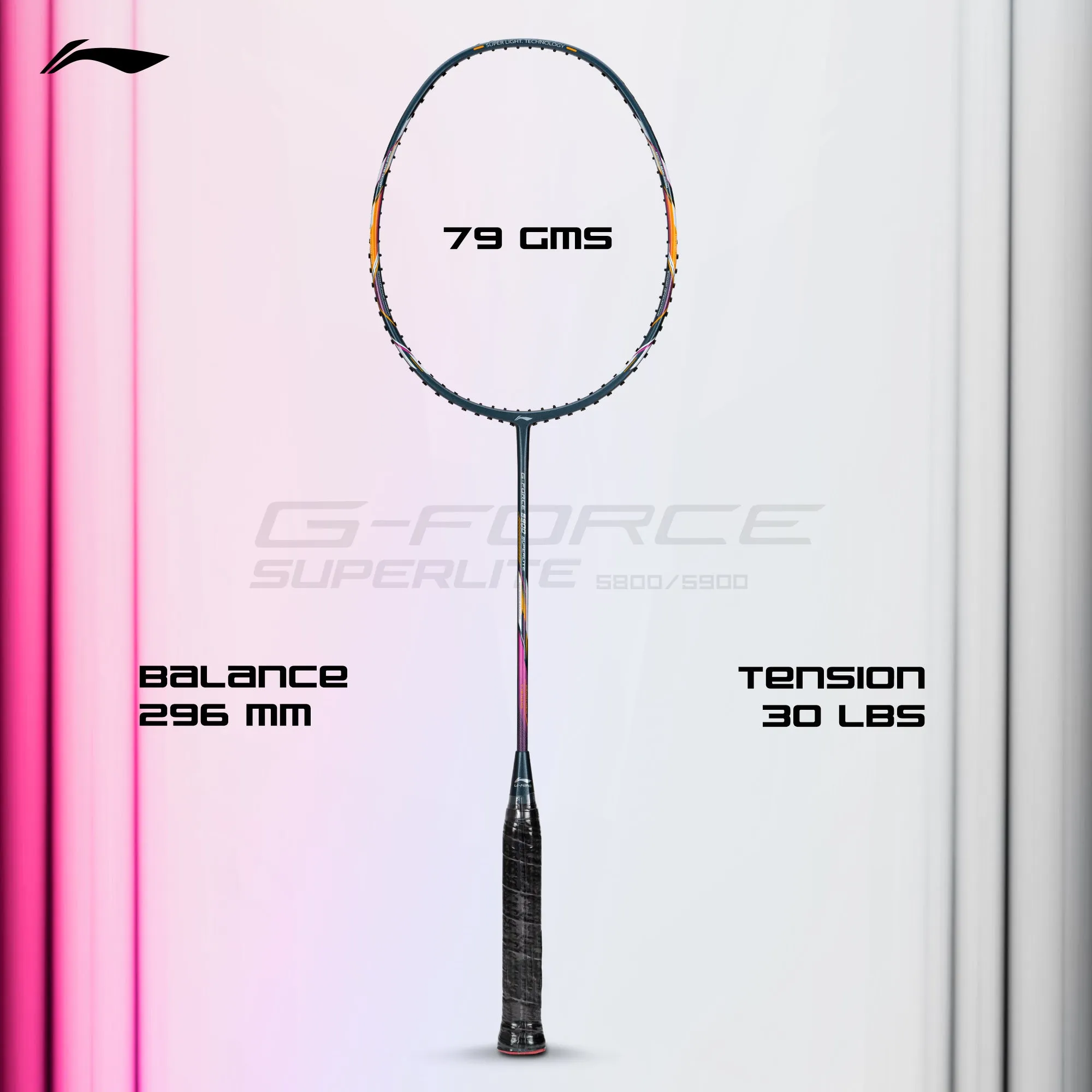 Li-Ning G-Force 5900 Superlite Strung Badminton Racquet (Grey / Silver / Pink)