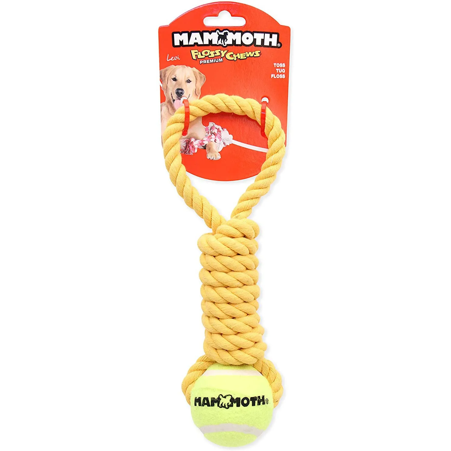 Mammoth Twister Pull Tug with Tennis Ball Dog Toy Medium 12in