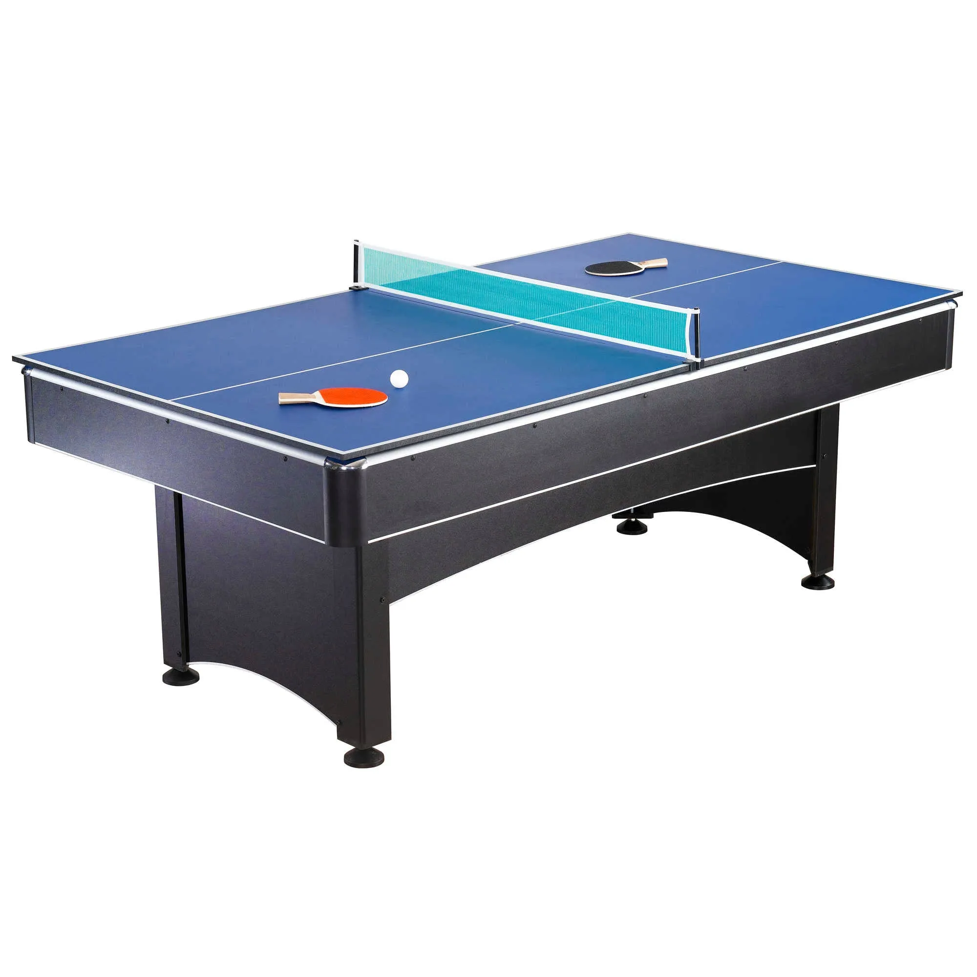 Maverick 7-ft Pool Table with Table Tennis Top - Black with Red Felt