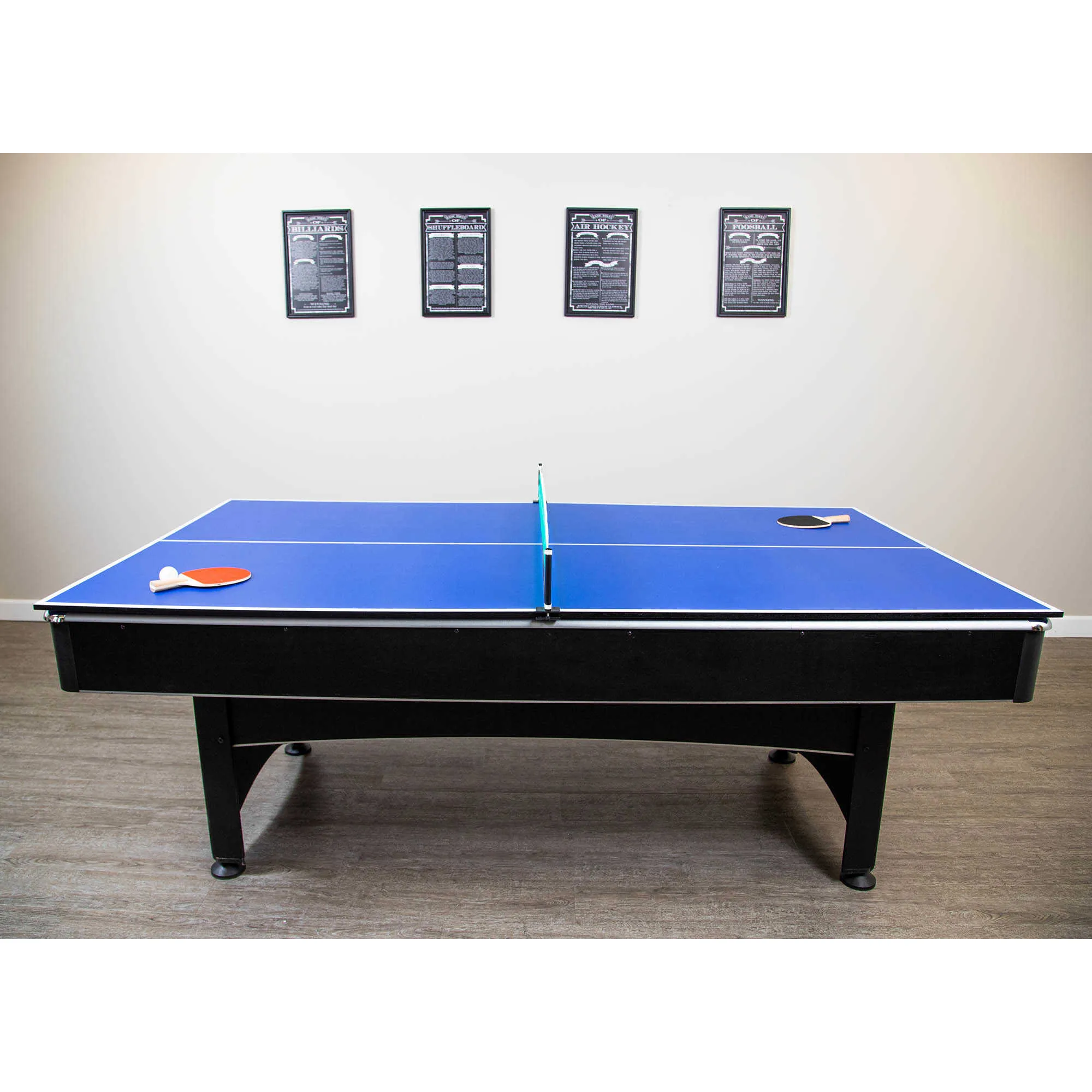 Maverick 7-ft Pool Table with Table Tennis Top - Black with Red Felt