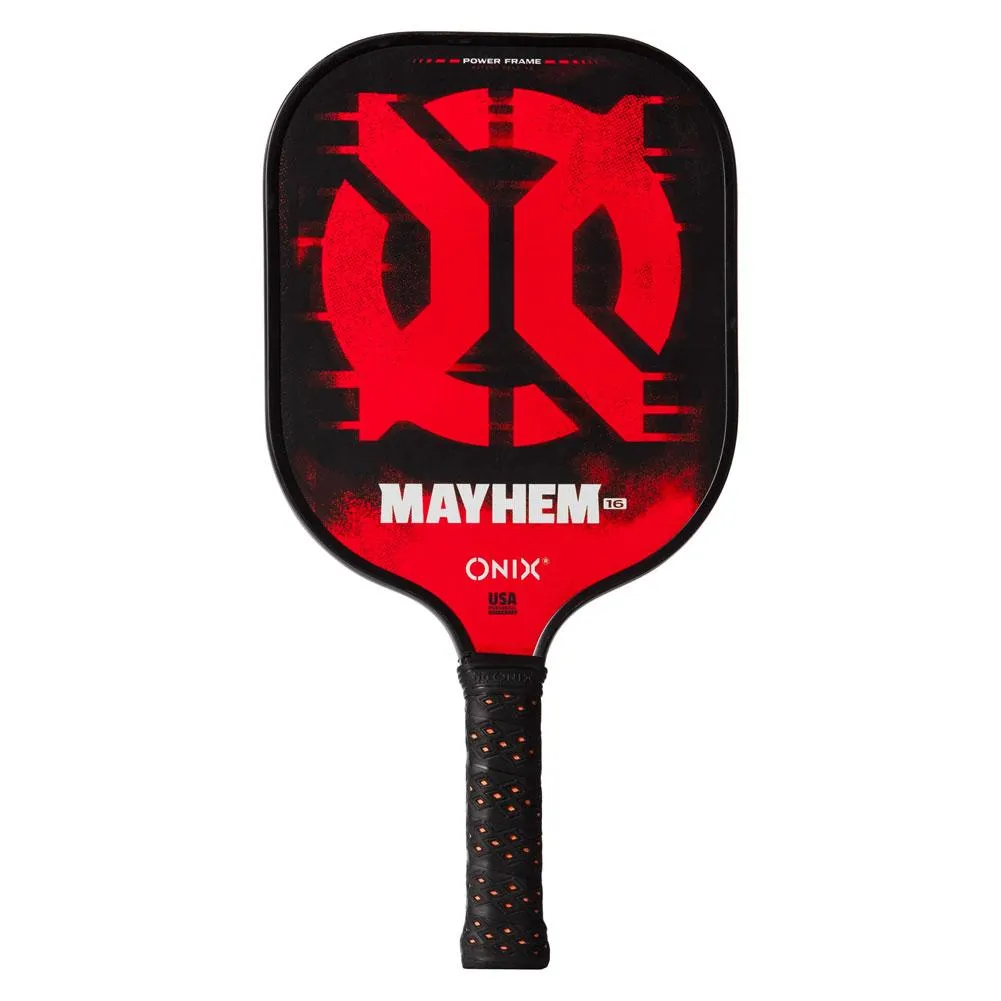 Mayhem 16 Composite Pickleball Paddle Orange and Black