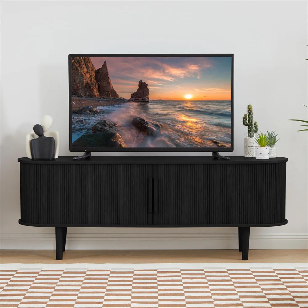 Modern TV Stand 65 Inch Console Table with Storage Compartment and Sliding Door