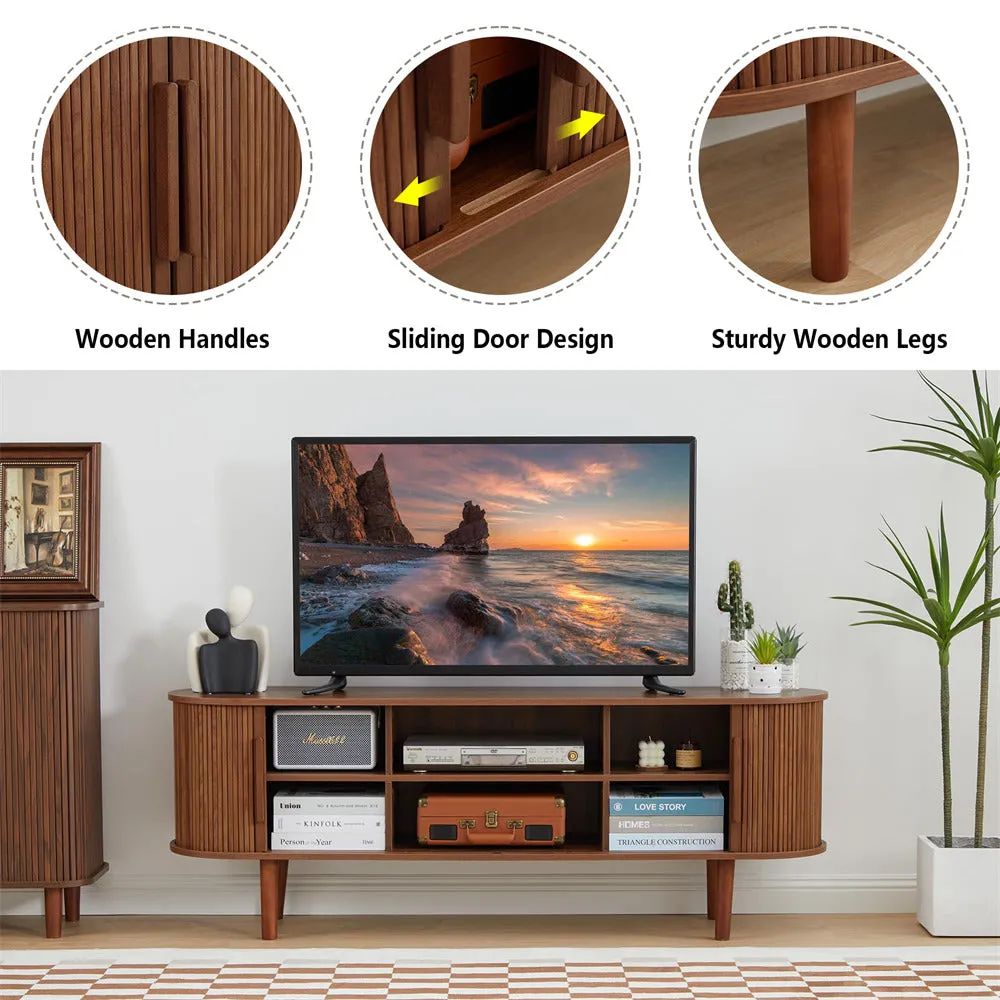 Modern TV Stand 65 Inch Console Table with Storage Compartment and Sliding Door