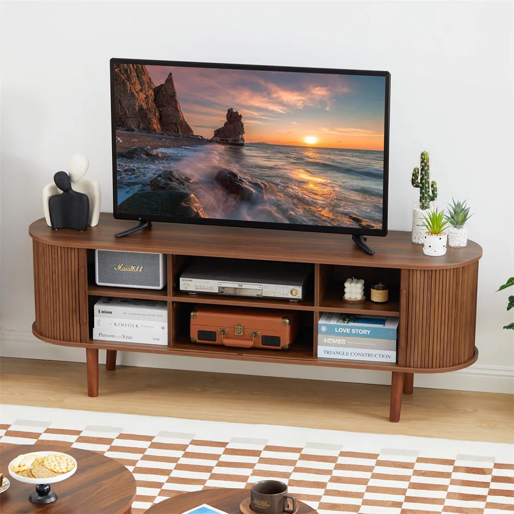 Modern TV Stand 65 Inch Console Table with Storage Compartment and Sliding Door