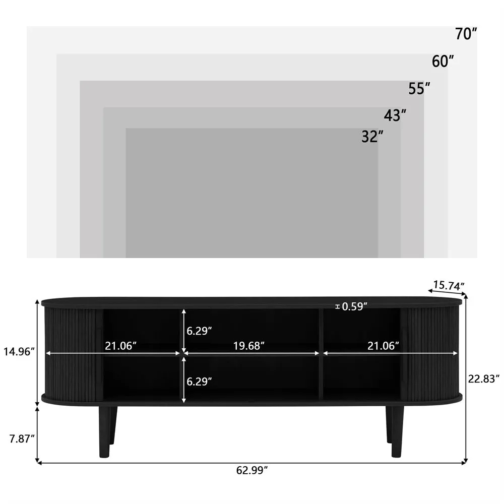 Modern TV Stand 65 Inch Console Table with Storage Compartment and Sliding Door