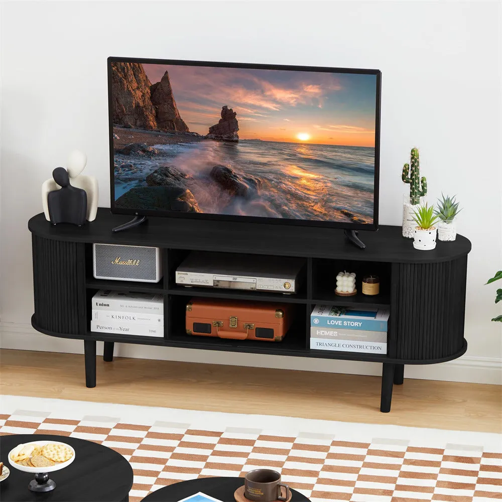 Modern TV Stand 65 Inch Console Table with Storage Compartment and Sliding Door