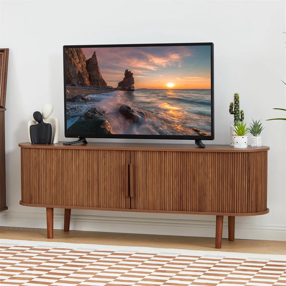 Modern TV Stand 65 Inch Console Table with Storage Compartment and Sliding Door