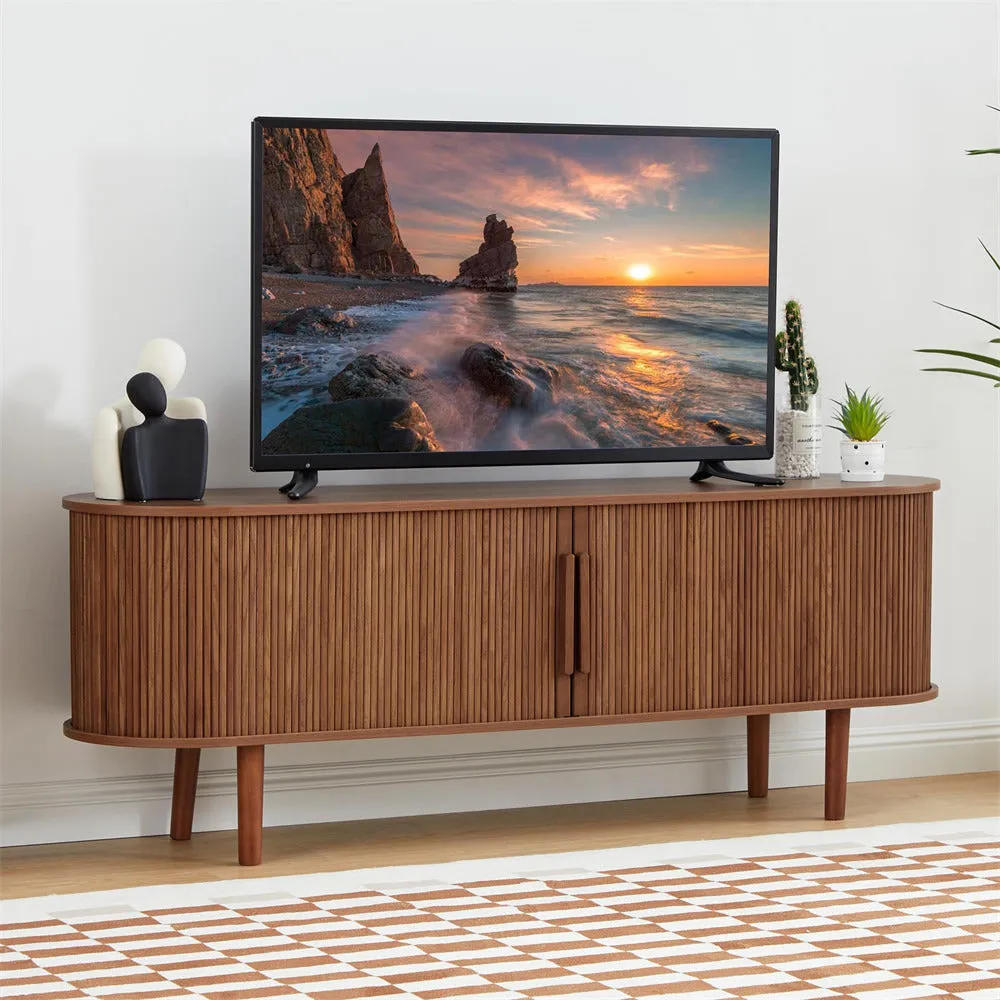 Modern TV Stand 65 Inch Console Table with Storage Compartment and Sliding Door