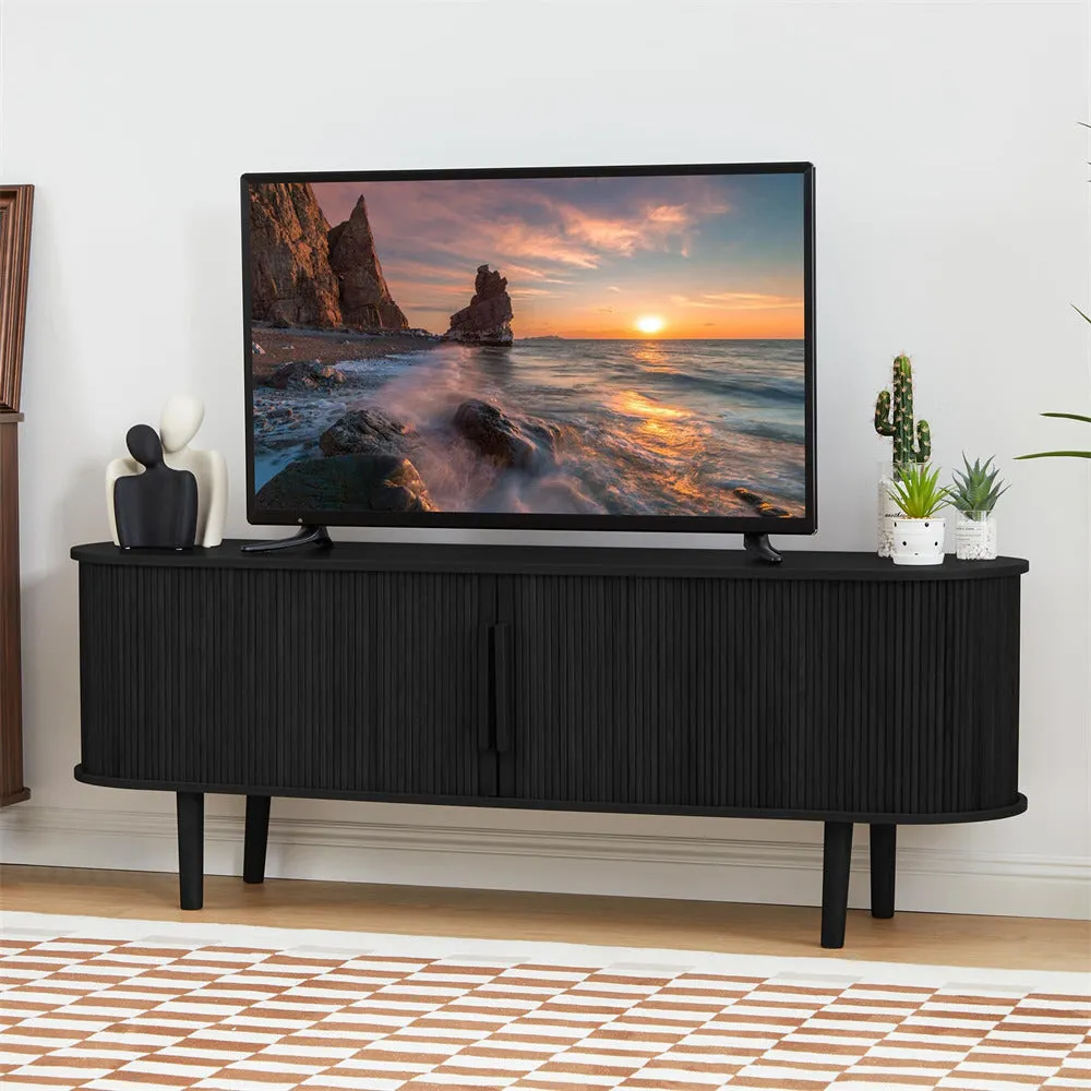 Modern TV Stand 65 Inch Console Table with Storage Compartment and Sliding Door