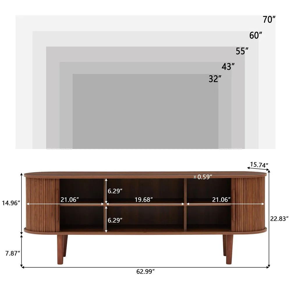 Modern TV Stand 65 Inch Console Table with Storage Compartment and Sliding Door