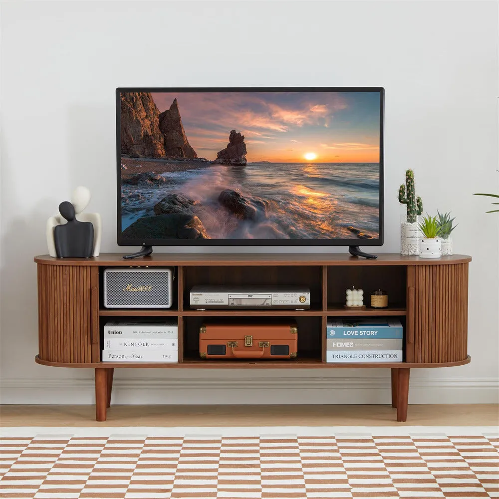 Modern TV Stand 65 Inch Console Table with Storage Compartment and Sliding Door