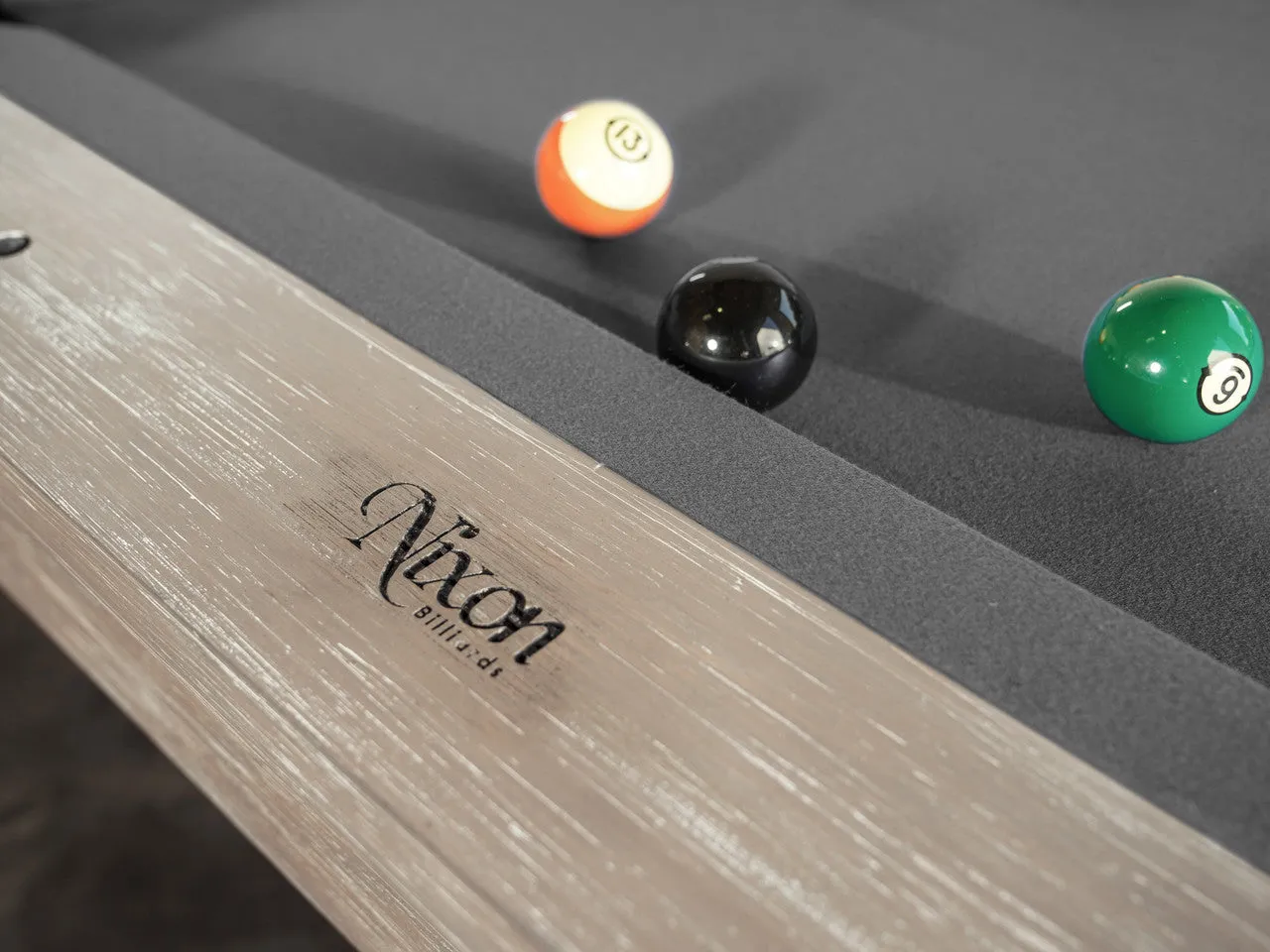 Nixon Huck 7' Slate Pool Table in Grey White Oak Finish w/ Dining Top Option