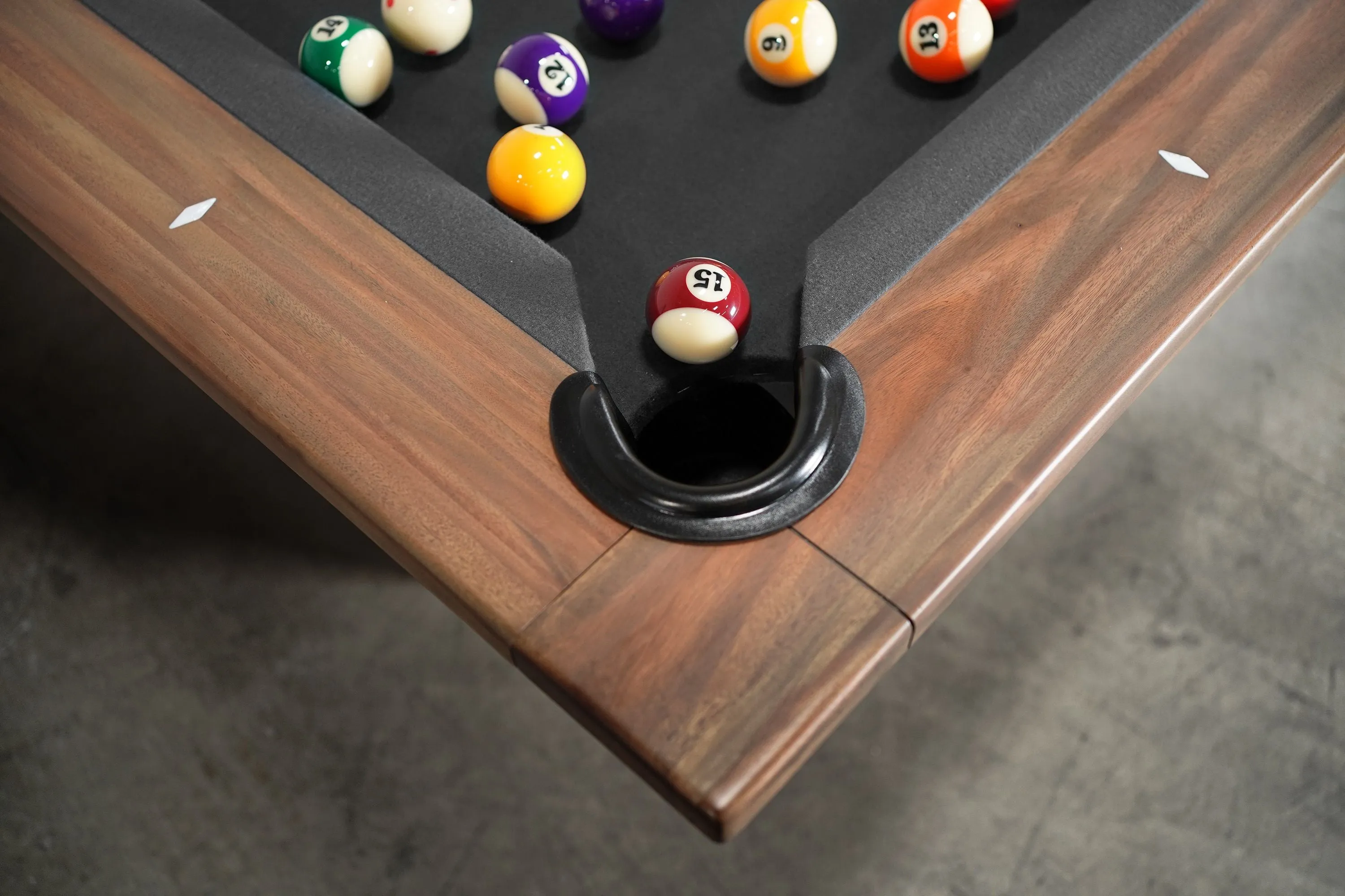 Nixon KAI 8' Slate Pool Table in Walnut Finish w/ Dining Top Option