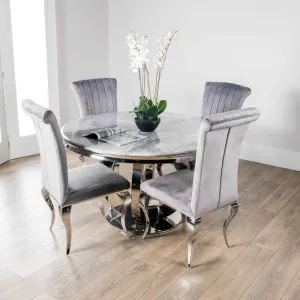 Orion Marble Table & 4 Nicole Chairs