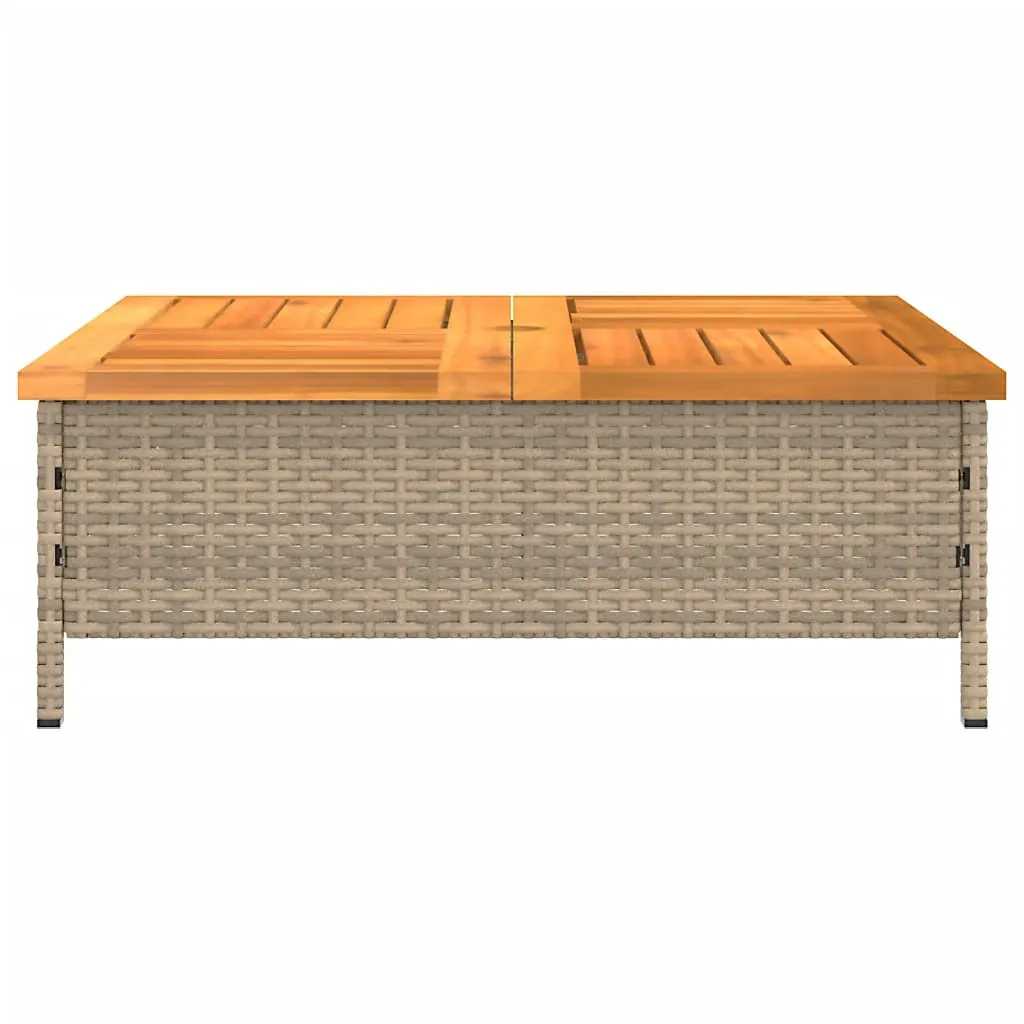 Parasol Base Cover Beige 70x70x25 cm Poly Rattan and Acacia