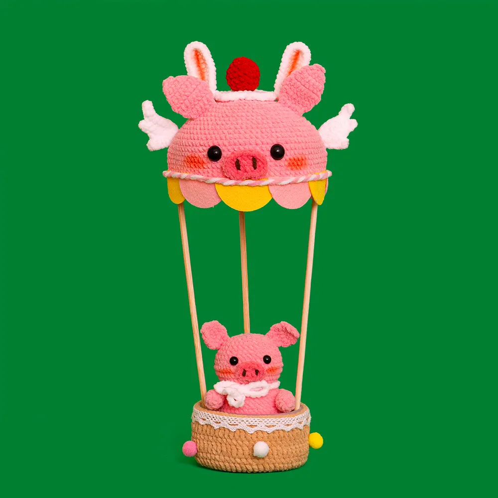 Piggy Hot Air Balloon with Led Lights Crochet Kit