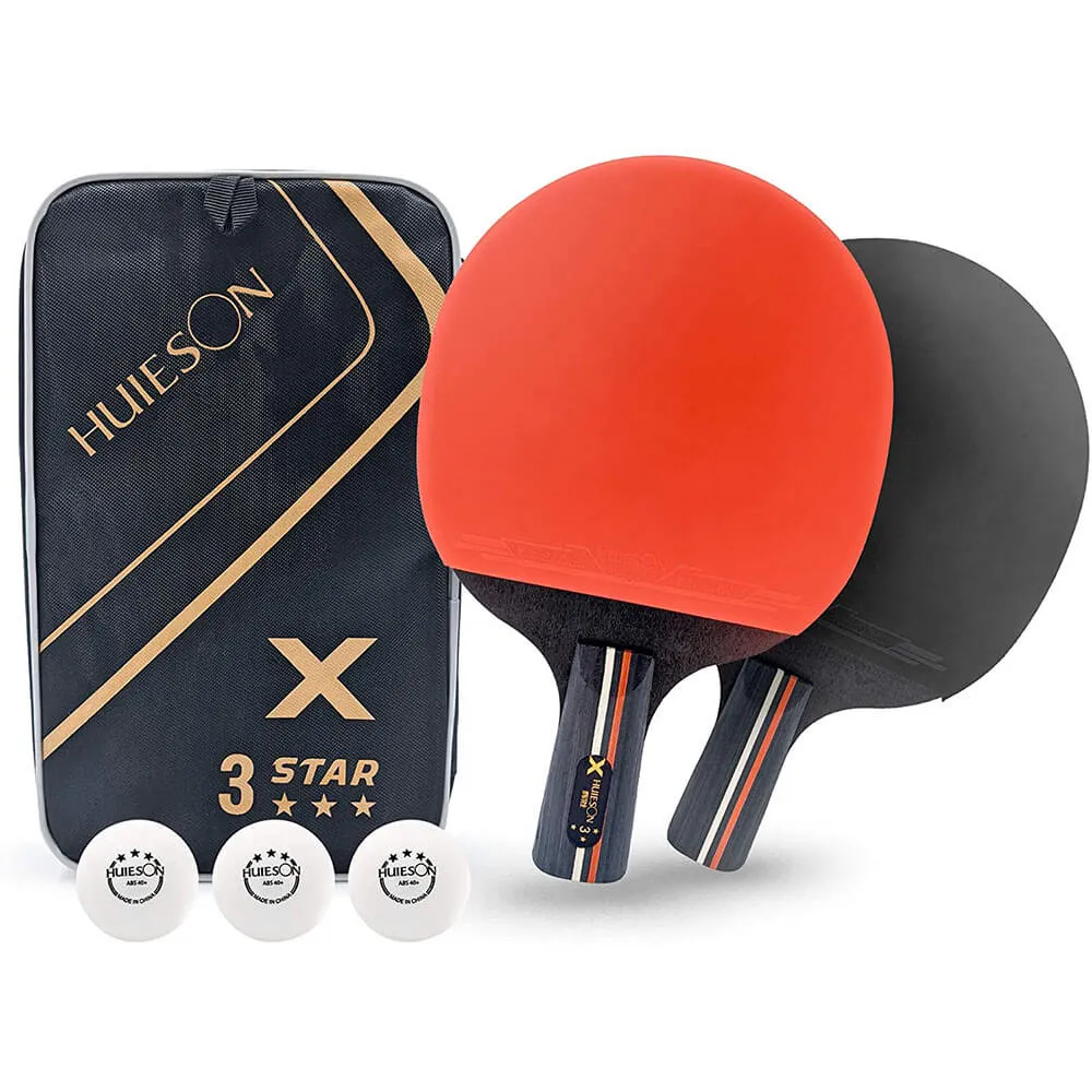 Ping Pong Paddle Set (2-Player Bundle) with Portable Storage Case