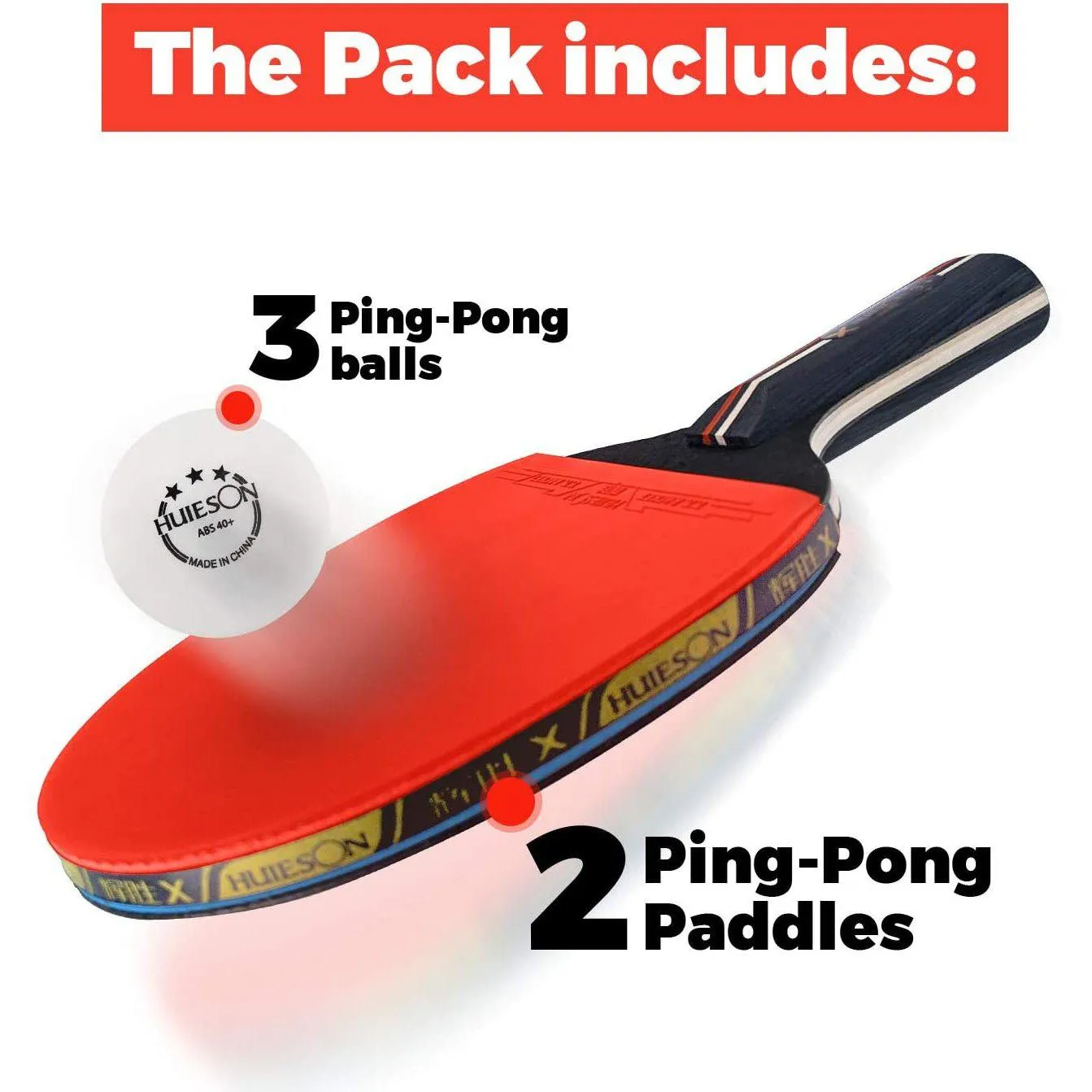 Ping Pong Paddle Set (2-Player Bundle) with Portable Storage Case