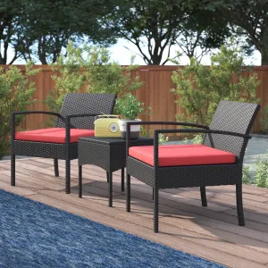 Pronto Outdoor Patio Seating Set 2 Chairs and 1 Table Set (Brown   Red)