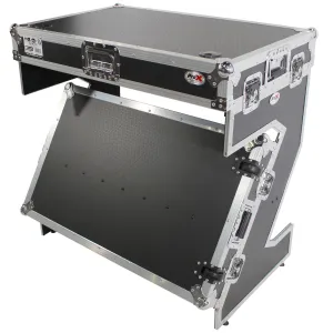 ProX XS-ZTABLE JR DJ Z-Table Junior Workstation Portable Compact Booth Flight Case Table W Handles and Wheels