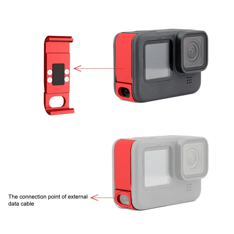 PULUZ Metal Battery Side Interface Cover for GoPro HERO13 Black /12 Black /11 Black /10 Black /9 Black(Red)