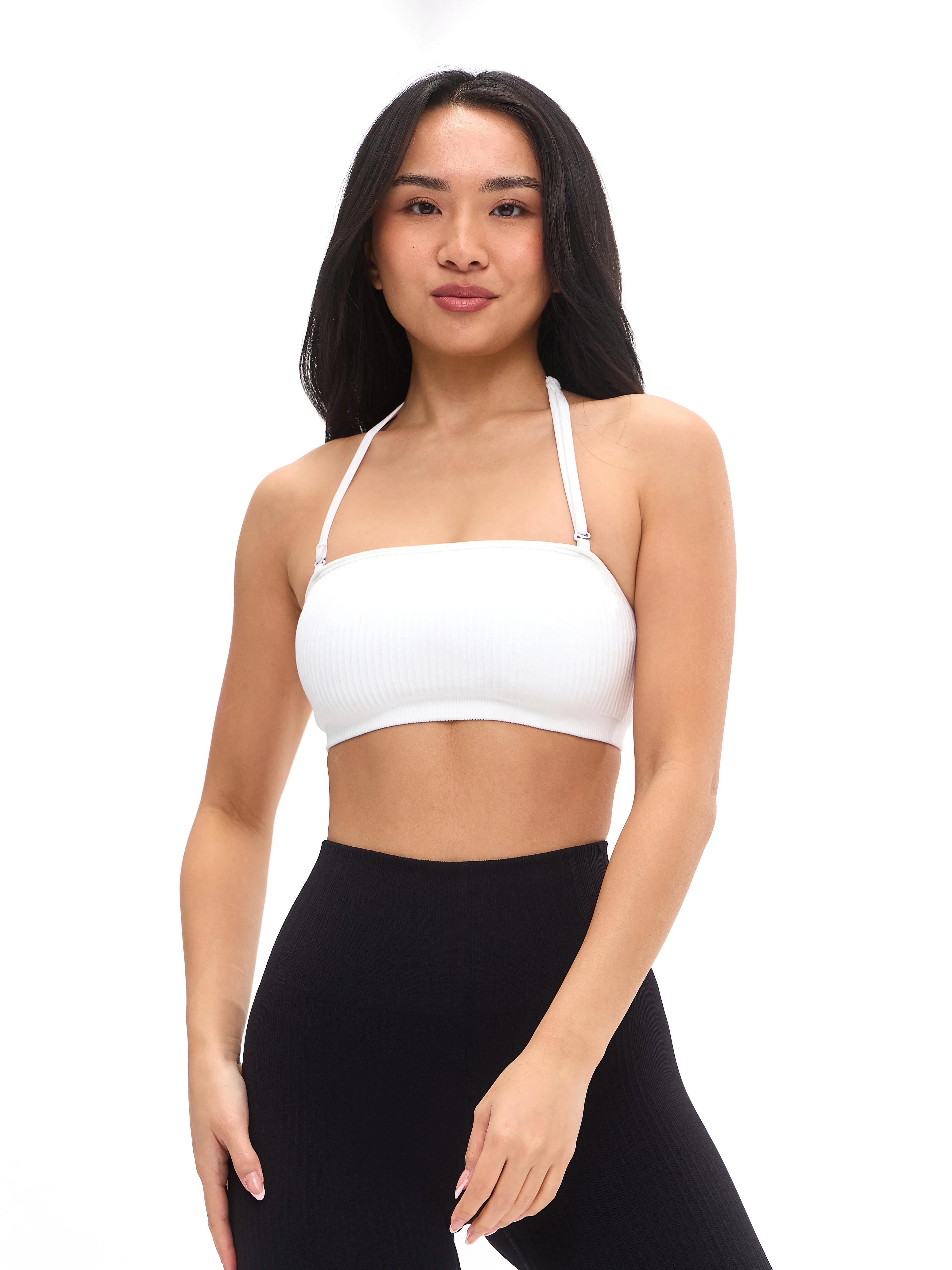 Seamless Ribbed Bandeau - White