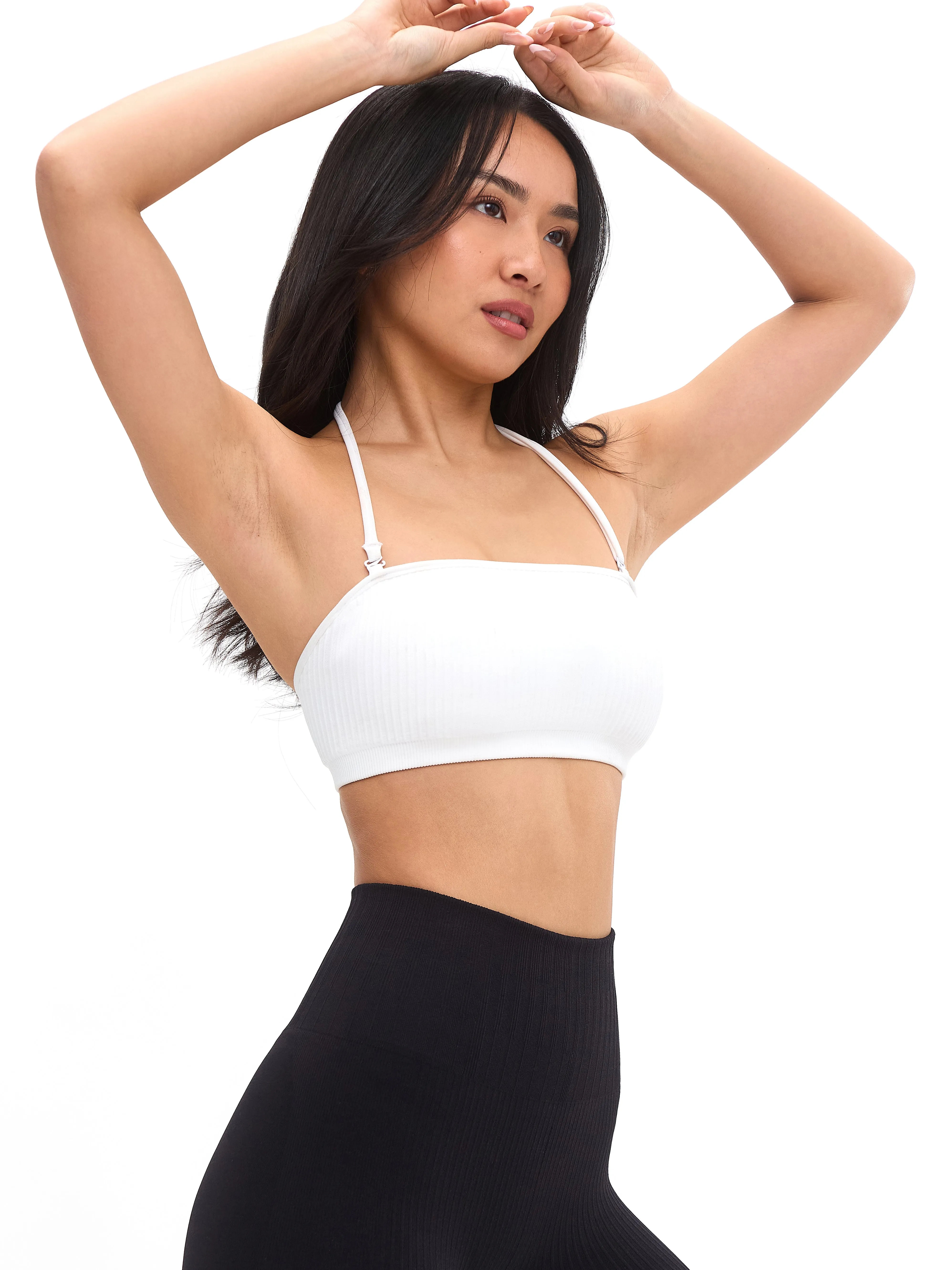 Seamless Ribbed Bandeau - White