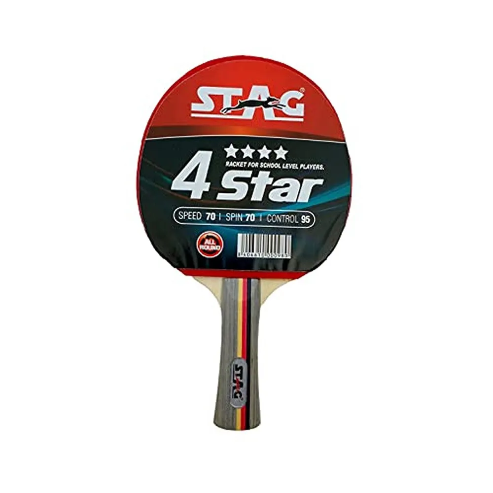 STAG ICONIC 4 Star Professional Table Tennis Playset, 2 Racquets & 3 Balls (Orange)