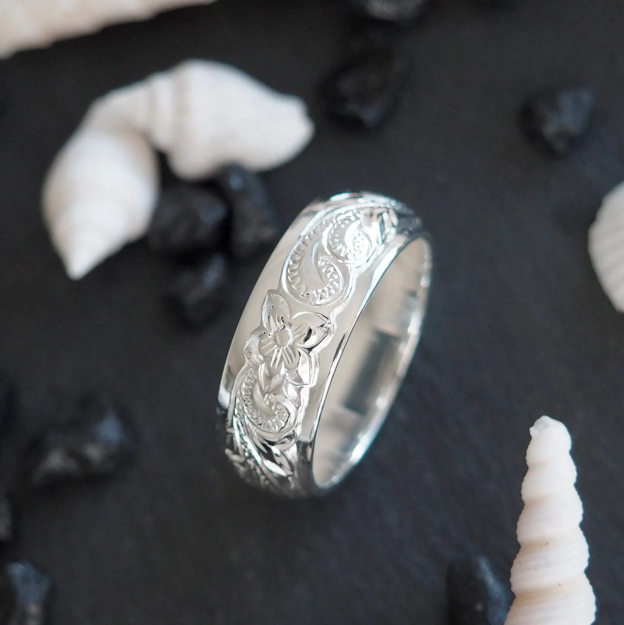 Sterling Silver Raised Hawaiian Band Ring