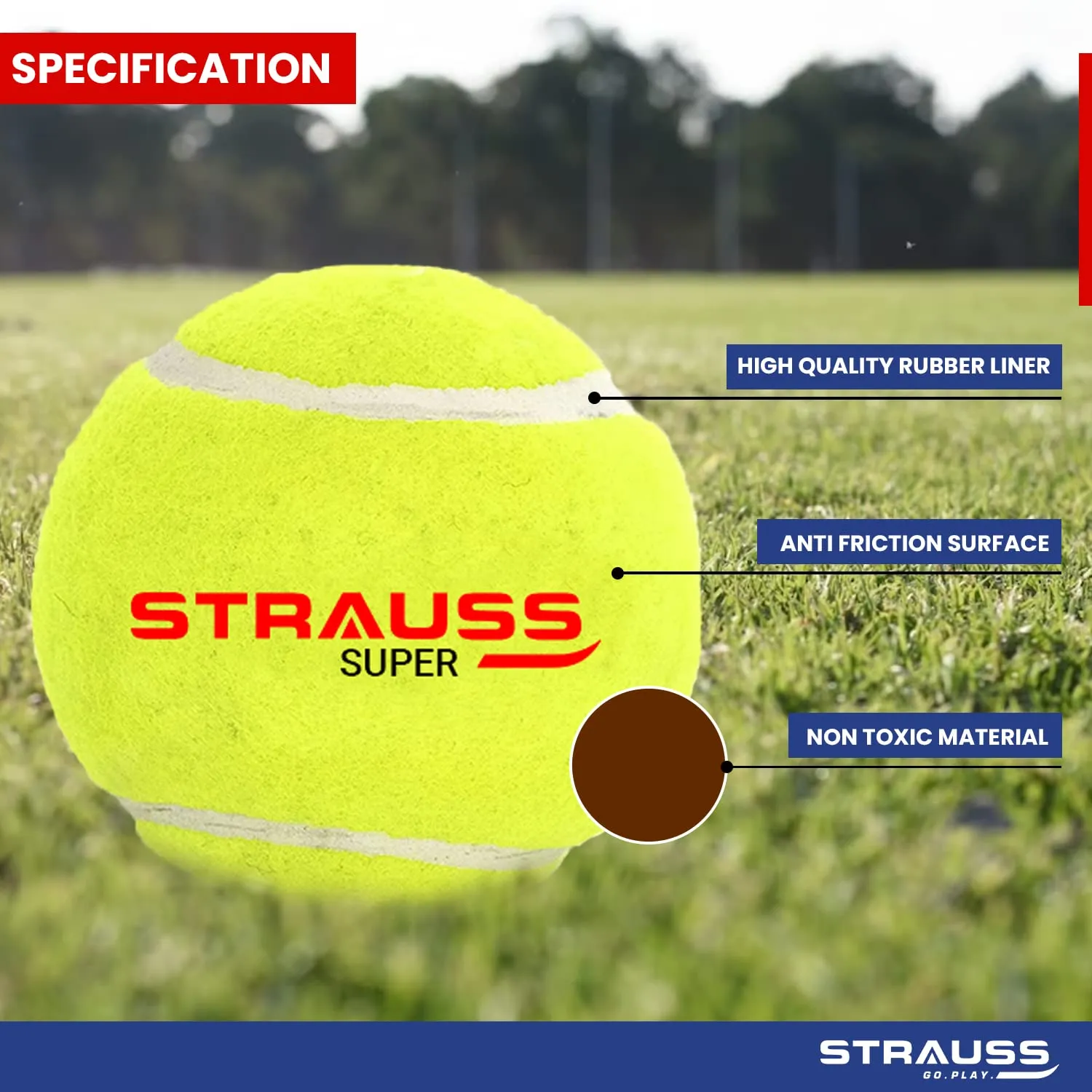 STRAUSS Acrylic Cricket Tennis Balls Light Weight (Soft) Pack Of 6 Color: Yellow For Street, Lawn, Park, Beach & Gully Cricket Premium Rubber Tennis Balls For All Age Groups Tennis Cricket Ball