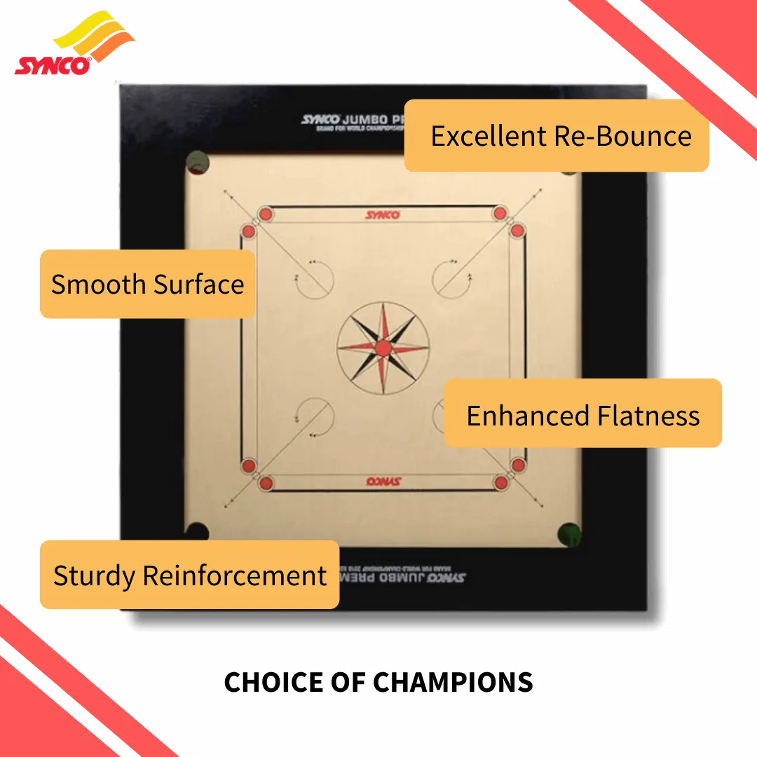 Synco Jumbo Genius Full size Carrom Board, 5X2 border