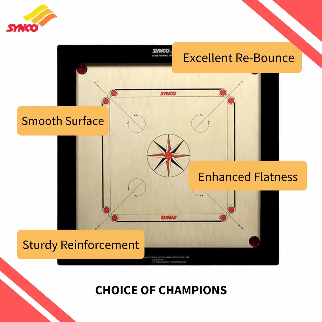 Synco Platinum Genius 20 mm Full size carrom board