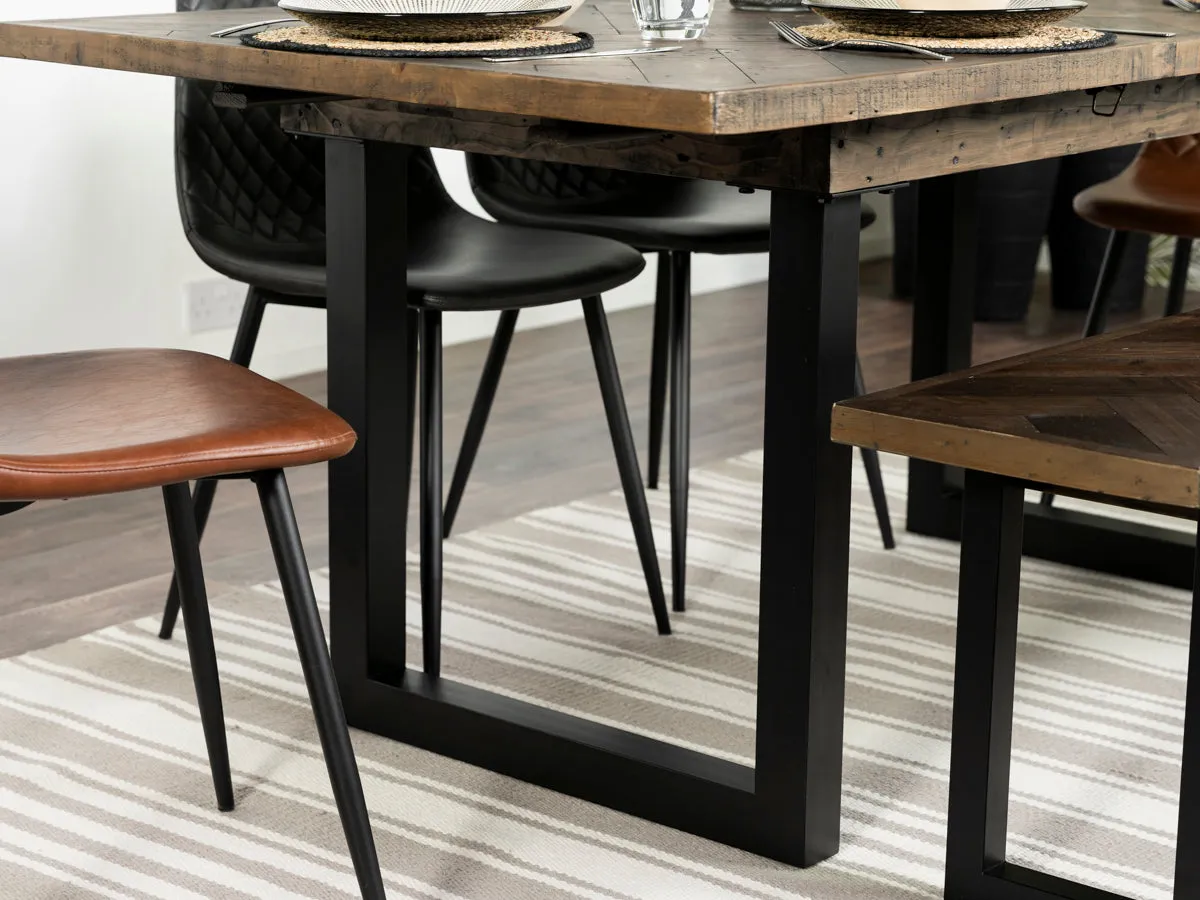 Tulsa Dark Extendable Dining Table (140cm - 180cm) & Tan Sarah Dining Chairs