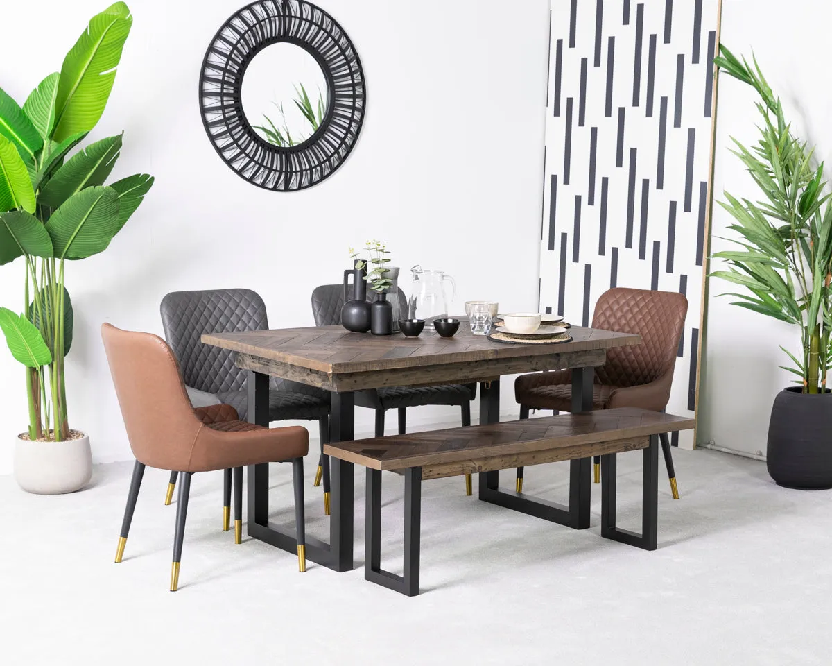 Tulsa Dark Extendable Dining Table (140cm - 180cm) & Tan Sarah Dining Chairs