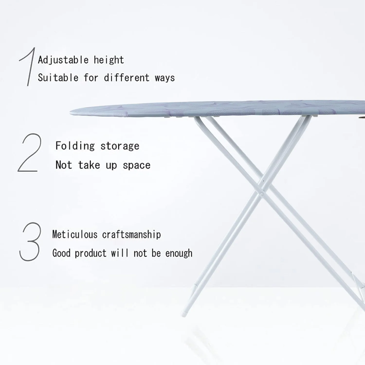 Urbane Home 42 Inch Ironing Board For Clothes|Adjustable Height Ironing Stand|Press Table for Home (Multi)