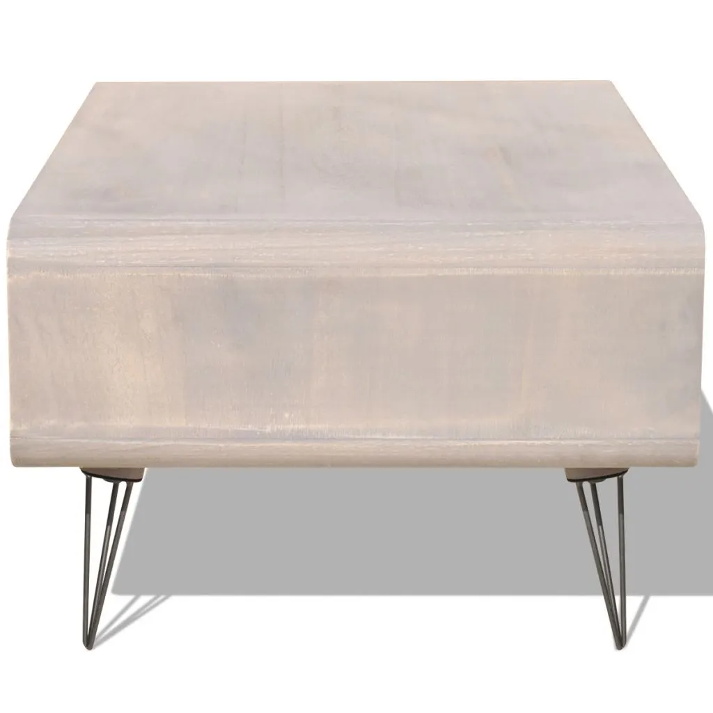 vidaXL Coffee Table 90x55.5x38.5 cm Solid Paulownia Wood Grey