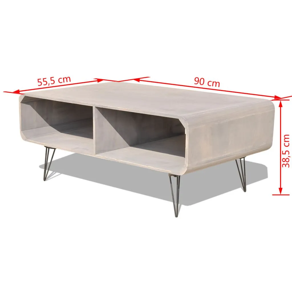 vidaXL Coffee Table 90x55.5x38.5 cm Solid Paulownia Wood Grey