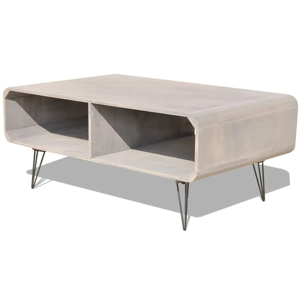 vidaXL Coffee Table 90x55.5x38.5 cm Solid Paulownia Wood Grey