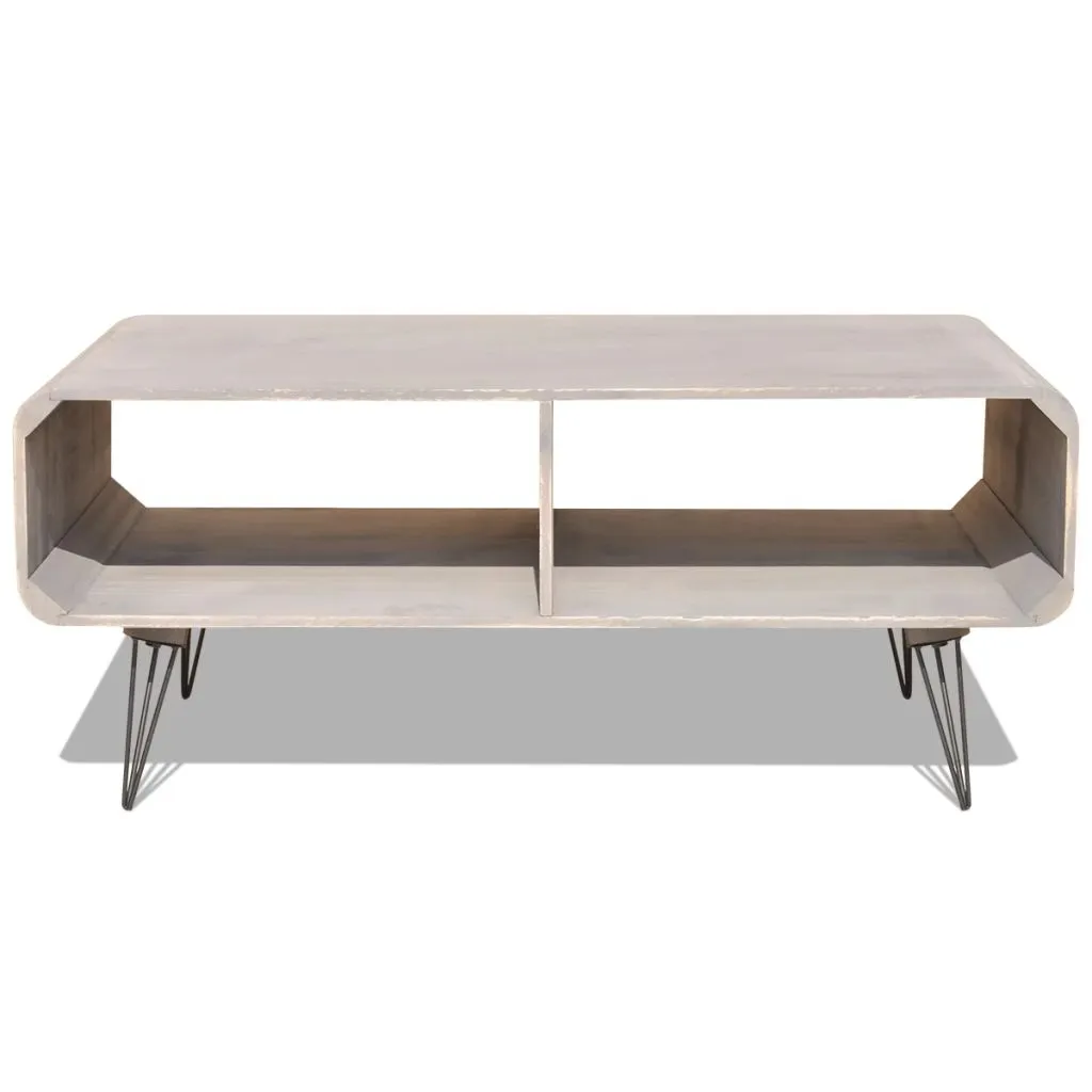 vidaXL Coffee Table 90x55.5x38.5 cm Solid Paulownia Wood Grey