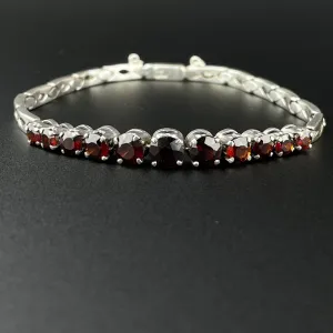 Vintage Silver Garnet Art Deco Style Tennis Bracelet