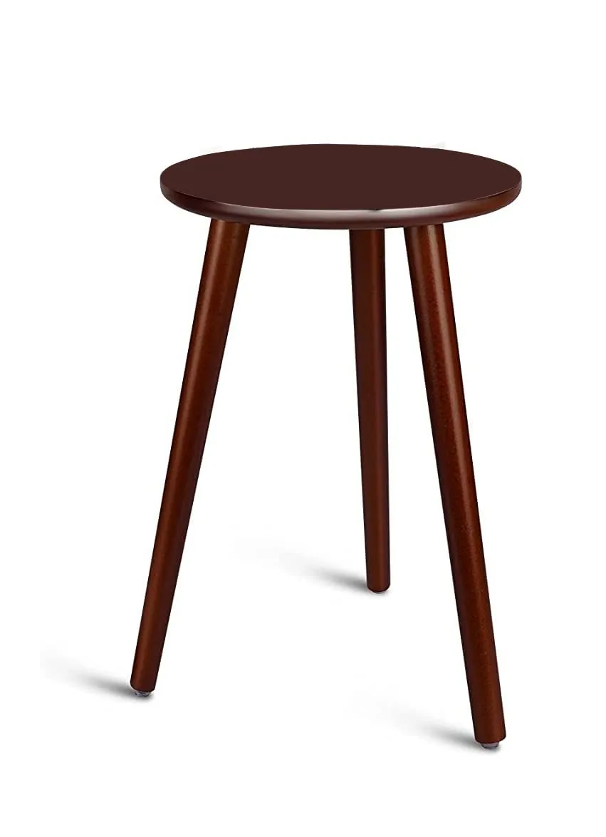 Welltrade Shoppee Wooden Round Side Table, End Table, Plant Stand/Table,Coffee Table,Corner Table for Living Room, Bedroom,Indoor & Outdoor Balcony and Office etc. (Full Brown, Small)