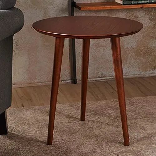 Welltrade Shoppee Wooden Round Side Table, End Table, Plant Stand/Table,Coffee Table,Corner Table for Living Room, Bedroom,Indoor & Outdoor Balcony and Office etc. (Full Brown, Small)