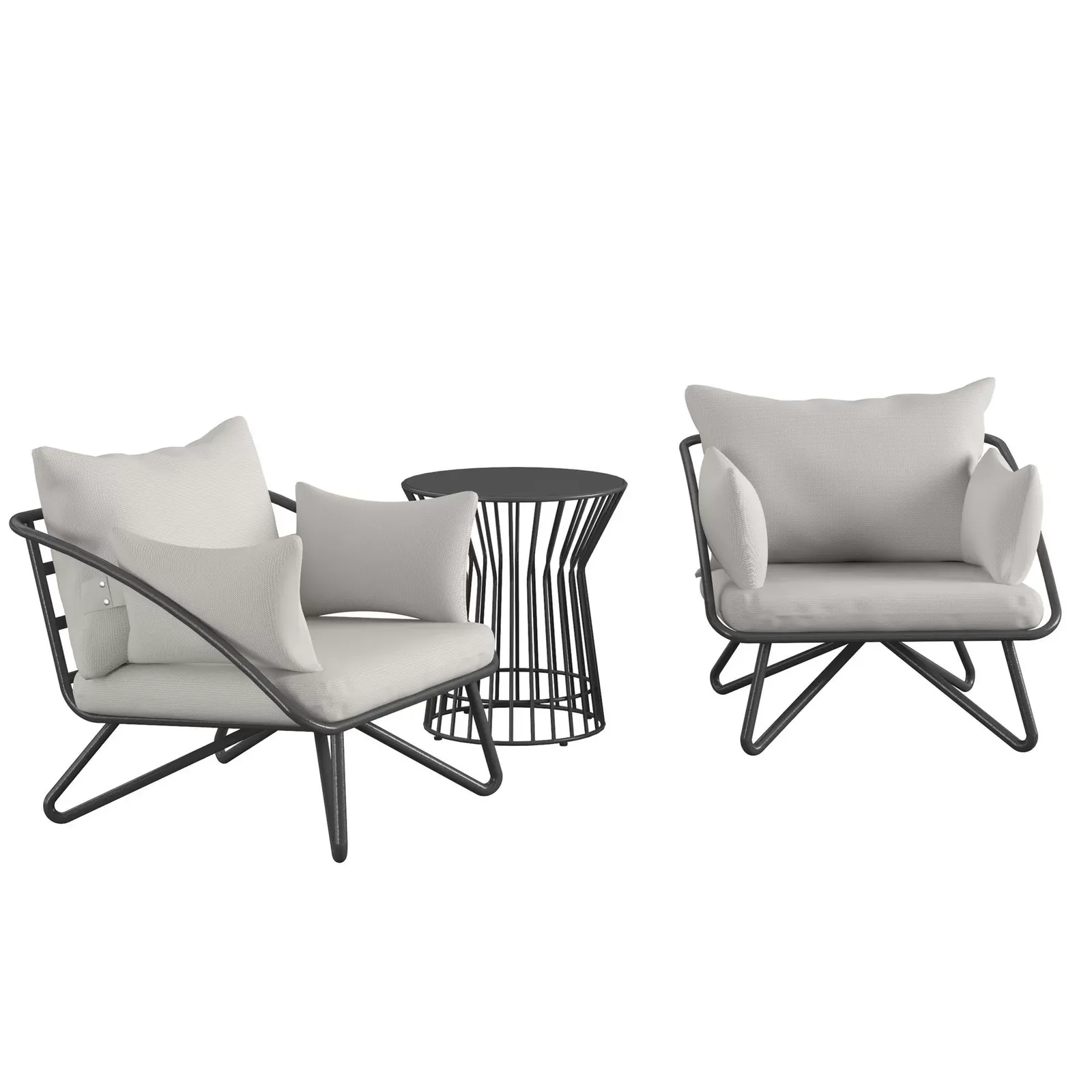 Yug Outdoor Patio Seating Set 2 Chairs and 1 Table Set (Grey)